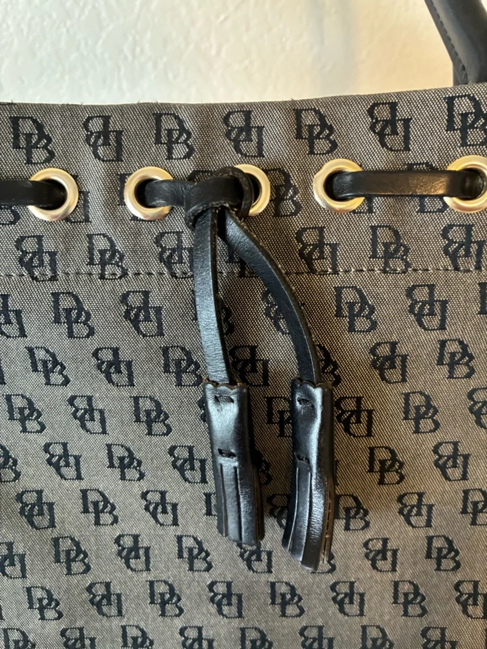Dooney & Bourke Gray and Black Monogram Tote